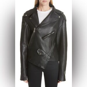NWT $2800 Monse Twisted Leather Biker Jacket In Black
